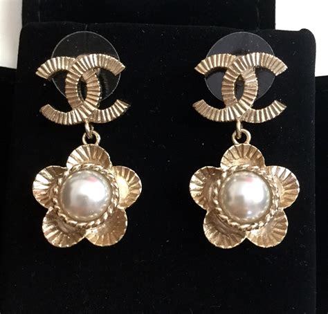 chanel cc drop earrings replica|vintage chanel pearl drop earrings.